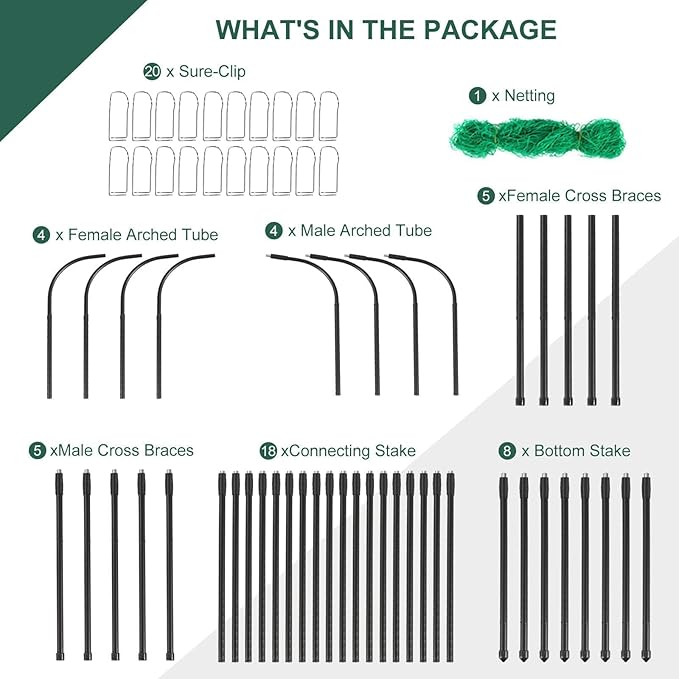 Garden Cucumber Trellis for Climbing Plants Outdoor 65 x 48 inch U-Shaped Garden Arch Trellis Pea Tomato Cucumber for Raised Bed 120x160-BLK