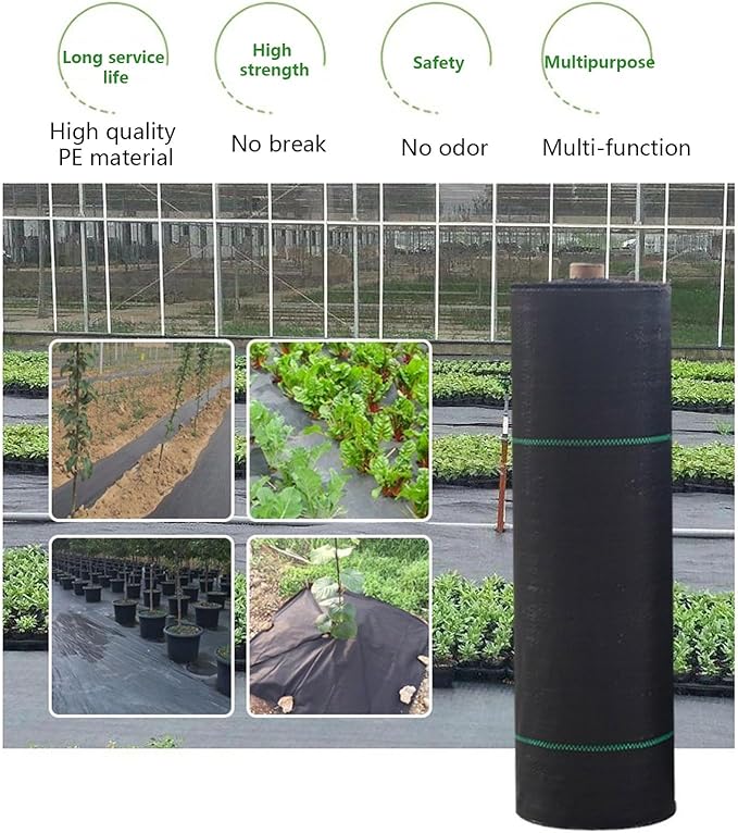 Garden Weed Barrier Landscape Fabric Durable Ground Cover Mat Weed Control Cloth Breathable Woven Geotextile Fabric for Vegetable Flower Bed Black(1.2X100m)