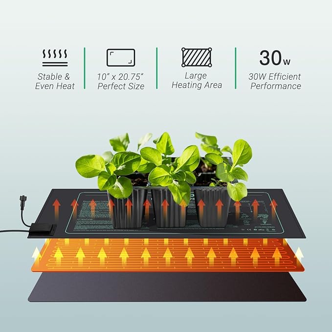 LUXBIRD 4 Pack Seedling Heat Mats with Digital Thermostat Controller 10 x 20.75 Waterproof for Seed Starting Germination Hydroponics Brewing Breeding Greenhouses (LB-HT04)