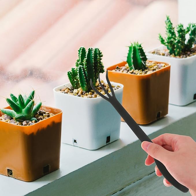 TEHAUX 5pcs Garden Tool Set with Pruning Scissors Rake and Hand Trowel for Bonsai and Potted Plants Sturdy Gardening Hand Tools Kit for Soil Loosening and Plant Trimming in Backyard