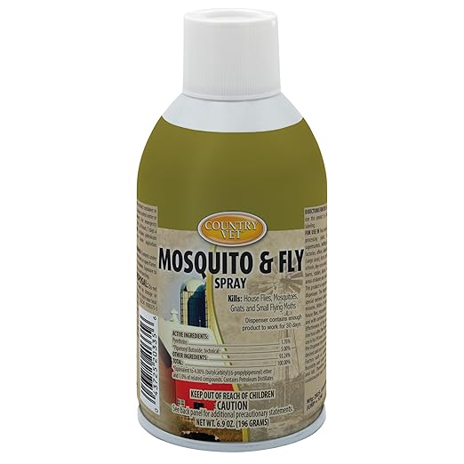 Country Vet Mosquito+Fly Metered Spray Refill (Case of 12) &amp Automatic Metered Dispenser (Case of 12) - 342033CVA - Great for Barns Stables Farms Stalls and Outdoor Insect/Fly Prevention