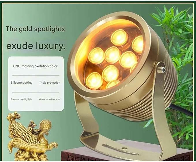 Ground LED Landscape Lights - Outdoor Beam Spotlight IP65 Waterproof Round Wall Lamp Rotatable Decorative/for Pathway Driveway Decks Stair Step Landscape Lighting(Yellow12W(110-240V))