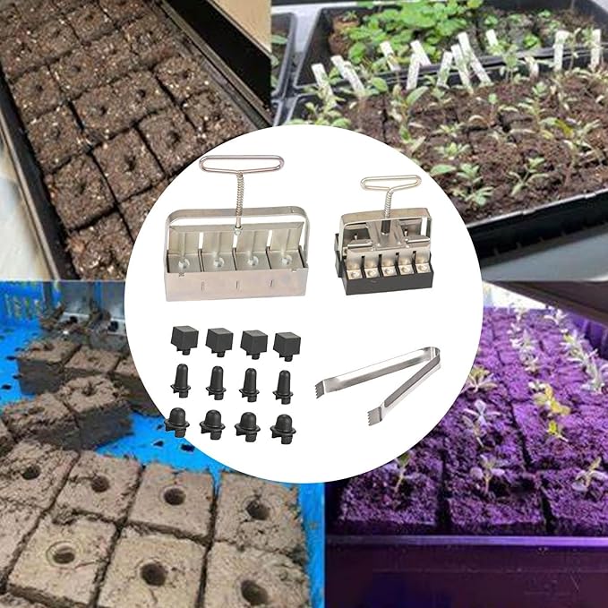 Generic Soil Block Maker Seed Starter Soil Tray Plant Growing Tool Soil Blocking Tool for Seed Starting Set C