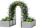 FOOWIN Raised Garden Bed with Arch Trellis for Climbing PlantsGalvanized Raised Garden BedPlanter Boxes Outdoor for Vegetables Flowers Herb478 Gallon Capacity Silver