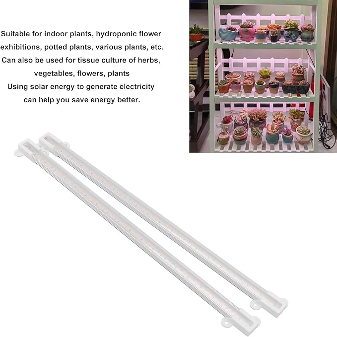 Pissente Solar Grow Light LED Grow Lamp Solar Powered Plant Lights Greenhouse Grow Lights for Outdoor Indoor Plants 1-10 Level Control Switch 10W Double Sided Power Generation (20w)