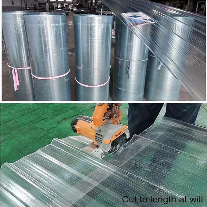 5 PCS Clear Polycarbonate Roof Panels Corrugated Plastic Greenhouse Sheets UV Resistant Rainproof BoardSunshine Board Sheds Skylights Easy Cut Covering Panel(35.4in W x 86.6in L Blue)