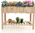 S AFSTAR 47x23x35in Raised Garden Bed Wooden Elevated Planter Box with Solid Legs Storage Shelf Planter Liner Outdoor Standing Planter Bed for Growing Vegetables Flowers Herbs Garden Yard Patio