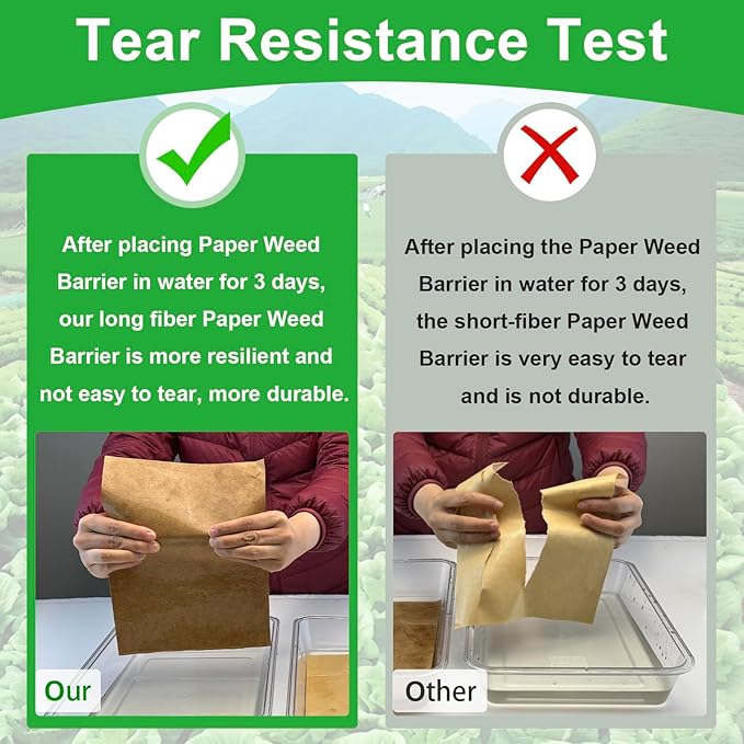 Biodegradable Paper Weed Barrier Roll Thickened Tear Resistance Garden Weed Barrier Heavy Duty Garden Paper Weed Control Landscape Paper Mulch Weed Mat for Outdoor Garden Lawn (3 x 100 FT)