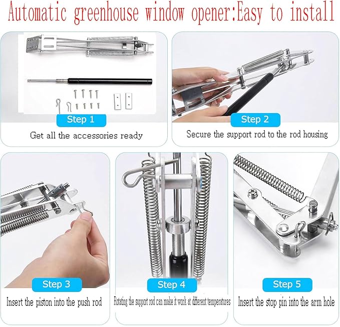 Automatic Greenhouse Ventilation Solar Thermal Roof Ventilation Automatic Window Opener Greenhouse Roof Ventilation and Cold Frame Greenhouse Automatic Temperature Control Support Accessories(1Set)