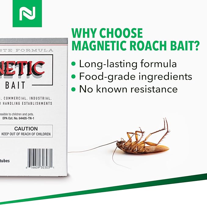 Nisus Magnetic Roach Bait Paste Formula Boric Acid Cockroach Control Long-Lasting Food Grade Ingredients 140 Grams