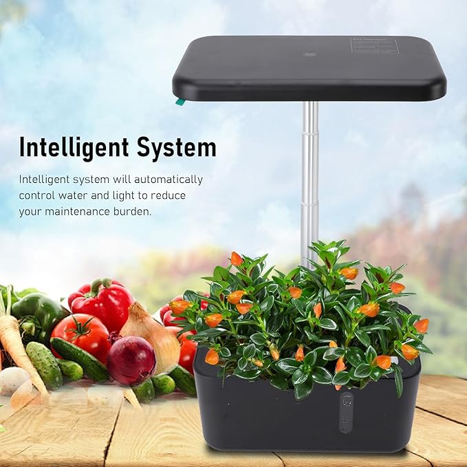 Hydroponic Indoor Garden Kit Smart Automated System with LED Grow Lights Space Saving Compact Design for Easy Home Herb and Vegetable Growing