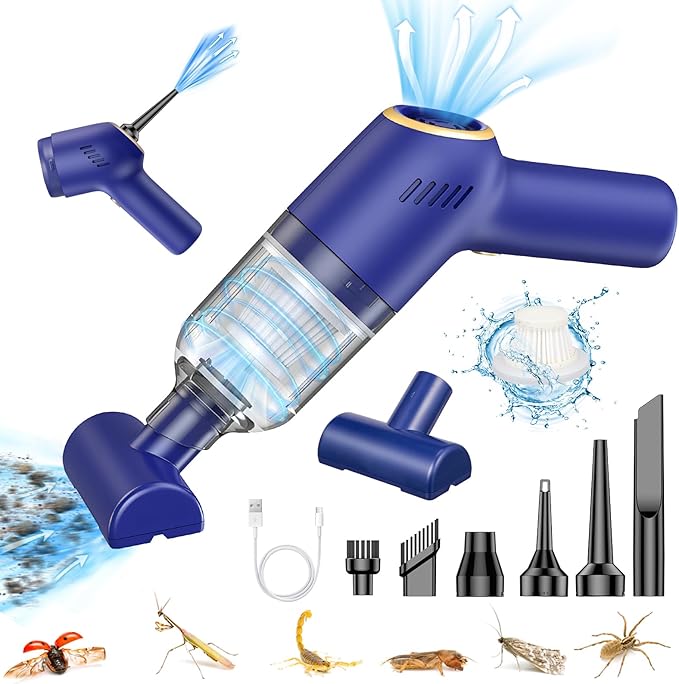 Bug Vacuum Catcher for AdultsSpider and Insect Catcher TrapHandheld Vacuum Cleaner Rechargeable Fly Vacuum Bug Sucker Strong Suction for Stink Bugs Moth for Home Office Car Blue