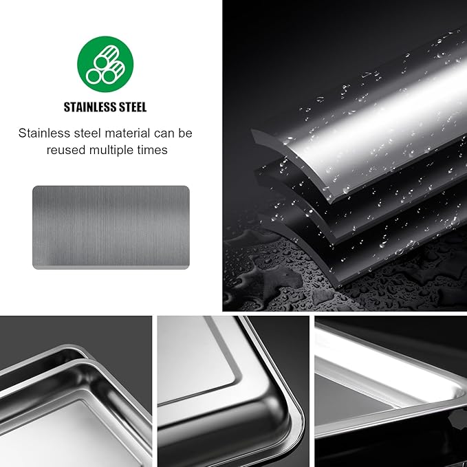 5 Pack Large Stainless Steel Seedling Trays Heavy Duty Metal Water Catch Trays for Nursery Pots-Transplant Seed Germination &amp Propagation Flats (17.5 inch×13.56 inch 1.18 Height)