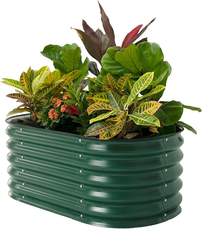 17 Tall Kids First Garden Bed 24 x 42 Raised Planter Box Outdoor Metal Galvanized Gardening Bed for Vegetables Herb &amp Flower British Green