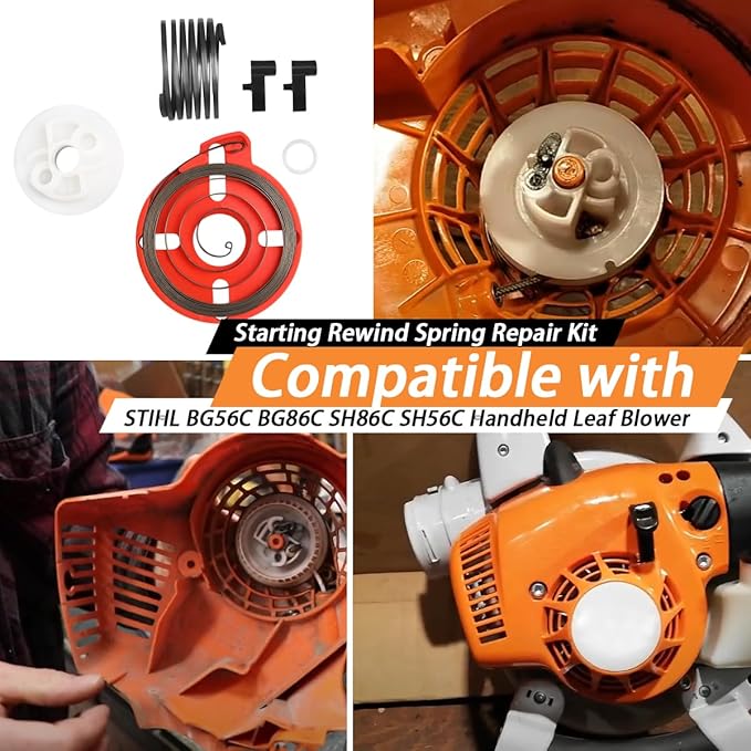 Recoil Pull Start Easy Parts Starting Rewind Spring Repair Kit Compatible with STIHL BG56C BG86C SH86C SH56C Handheld Leaf Blower (Replace #4237-190-06004241-195-35014241-195-20011123-195-7200)