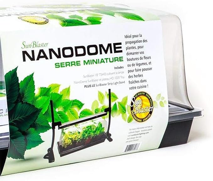 SunBlaster SL1600207 T5HO Mini Greenhouse Kit with Light Stand &amp Double-Thick Tray for Flowers Herbs and Veggie Seed Starting or Plant Propagation