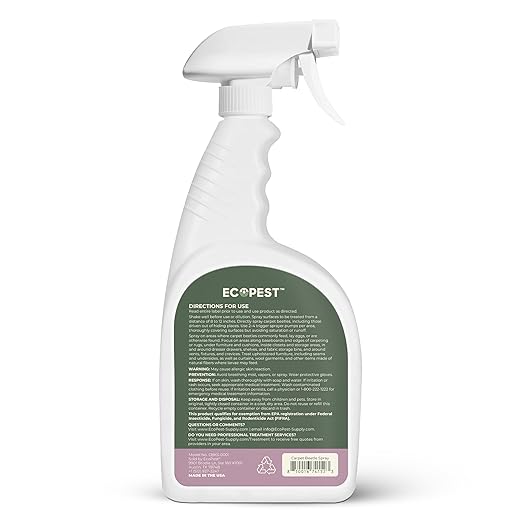 Carpet Beetle Spray – Natural Plant-Based Killer for Carpet Beetles Eggs &amp Nymphs | Fabric &amp Furniture-Safe Home Treatment for Indoor Use | Child &amp Pet Safe Low Odor Eco-Friendly (22 o