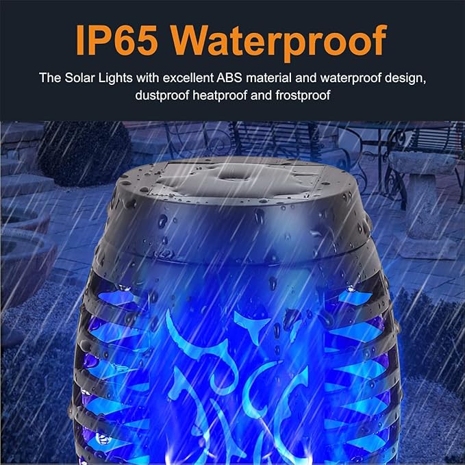 Solar Torch Flame Lights with Flickering Blue Flame Waterproof Outdoor Landscape Decoration Lighting for Garden Lawn Yard Solar Powered (10)