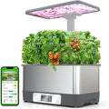 Indoor Herbs GardenWiFi&ampAPP-Hydroponics Growing System KitBHTNYOO/8 Pods Soilless Planting Gardening Boxs with LED Grow LightsWater Pump TimerTimerfor Home(Grey)