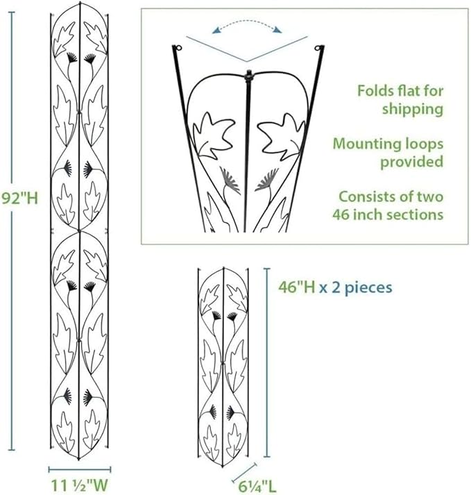 Downspout Trellis for Garden Flowers Heavy Wrought Iron Scroll Metal Support for Outdoor and Indoor Plants Wall Accent Perfect for Guiding Climbing Vines and Enhancing Vertical Landscaping
