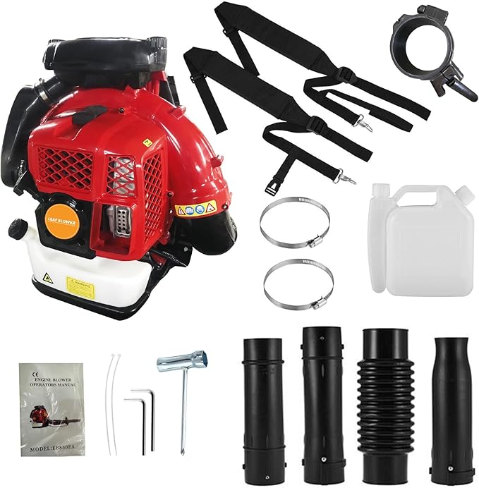 Backpack Gas Powered Leaf Blower 80CC 900CFM Extreme Duty 2-Stroke Petrol Powered Leaf Blowers for Lawn/Garden Care Yard Snow/Grass Blowing Dust Debris from US (900CFM 80CC Red)