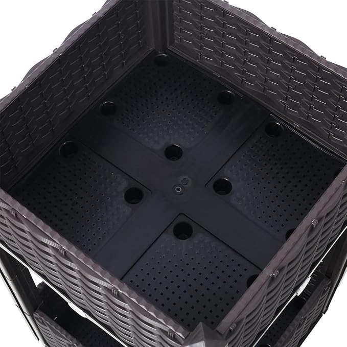 ZeHuoGe Planter Raised Beds Elevated Planter Garden Box with Drainage Plug Raised Garden Beds for Vegetable/Flower/Herb Outdoor Standing Planter Beds Gardening (Brown 15.7 Inch)