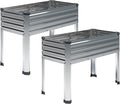 2PCS Galvanized Raised Garden Bed with Legs2PCS 48×18×30in Elevated Planter Box for BackyardOutdoor Garden Patio Balcony 300lb CapacitySilver