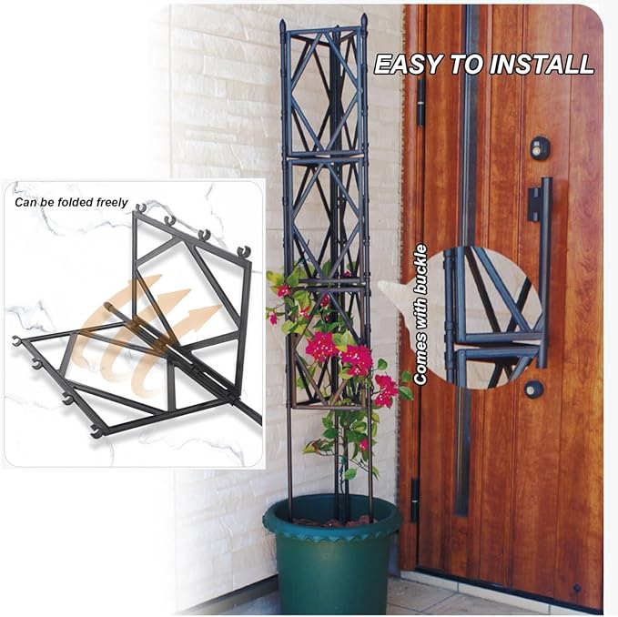 Foldable Metal Garden Trellis Potted Plant Climbing Support 59/70.9/86.6 High Garden Fence Green/White/Black for Gardens Greenhouse Yard (Color : Green Size : 60x180cm/23.6x70.9in)