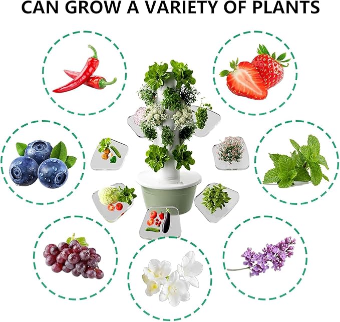 Hydroponic Tower Growing Sytem with Pump and Movable Water Tank Indoor Vertical Gardening Grow Kit Hydroponics Tower Garden for Indoor Herbs Fruits and Vegetables Black-5Layer