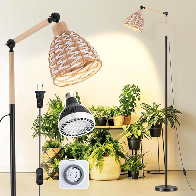 30W Standing Grow Light Plant Growth lamp 70 inch Indoor Full Spectrum Plant lamp 4000K Floor Standing Plant lamp Equipped with 24hour Cycle Timer Suitable for Medium and Large Plants