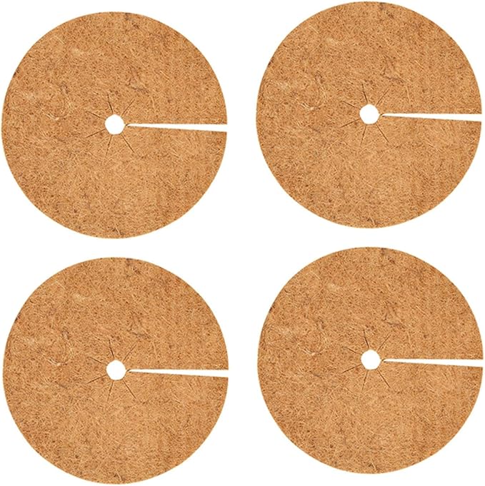 Coconut for Mulch Tray Pack of 4 20 30 35 40 45 60cm Coir Fiber Plant Protector for Garden Trees for Moisture Retaining Weed Barrier for Potted Plants