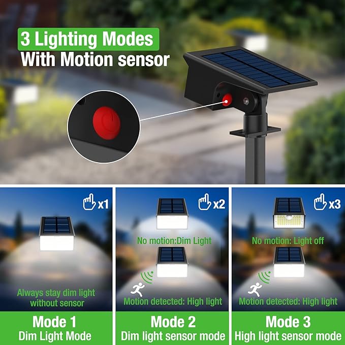 nipify Solar Spot Lights Outdoor Motion Sensor [9 Pack/62 LED]3 Modes Solar Landscape Spotlights Outdoor Waterproof 2-in-1 Solar Lights Outdoor Wall Lights for Yard Garden Patio Pathway Cool White