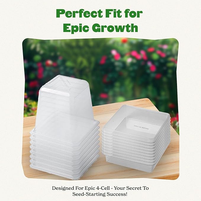 Epic Gardening Reusable Germination Domes &amp Trays - Easy Watering Seed Starting - Gardener Friendly Plant Trays for Seedlings | UV-Treated &amp BPA-Free (16)