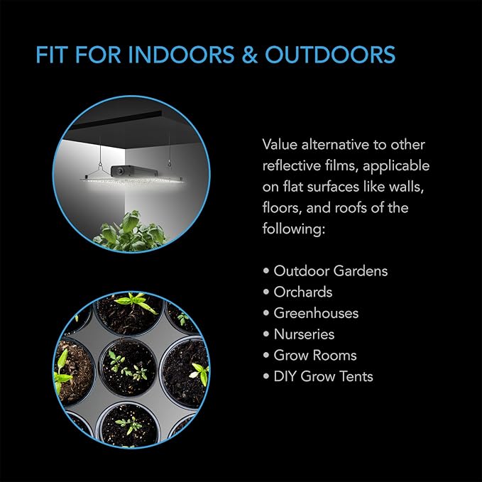 AC Infinity Mylar Film Roll 4' x 100' Reflective PET Foil Sheet 2 mil Thick Tear-Resistant Cover Vapor Barrier for Greenhouses Patio Gardens and DIY Grow Rooms
