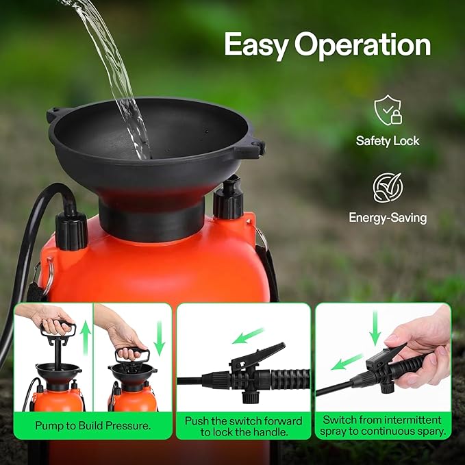 VIVOSUN 1.35-Gallon Pump Pressure Sprayer Pressurized Lawn &amp Garden Water Spray Bottle with Adjustable Shoulder Strap for Spraying Plants Garden Watering and Household Cleaning