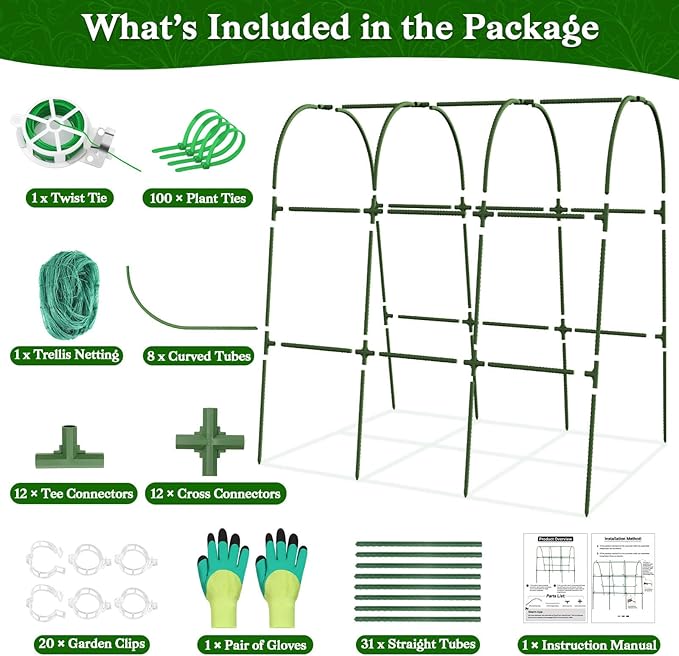 Cucumber Trellis for Raised Bed Garden Arch Trellis for Climbing Plants Outdoor Metal Garden Trellis for Spring Vegetables Cucumber Trellis for Tomato Bean Pea Grape Plant