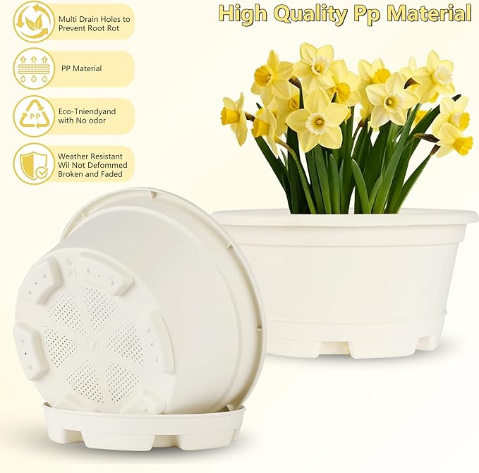 5 Packs 13 inch Plant Pot Modern Decorative Garden Pot with Saucer Large planters for Outdoor PlantsDecorative Flower Pots