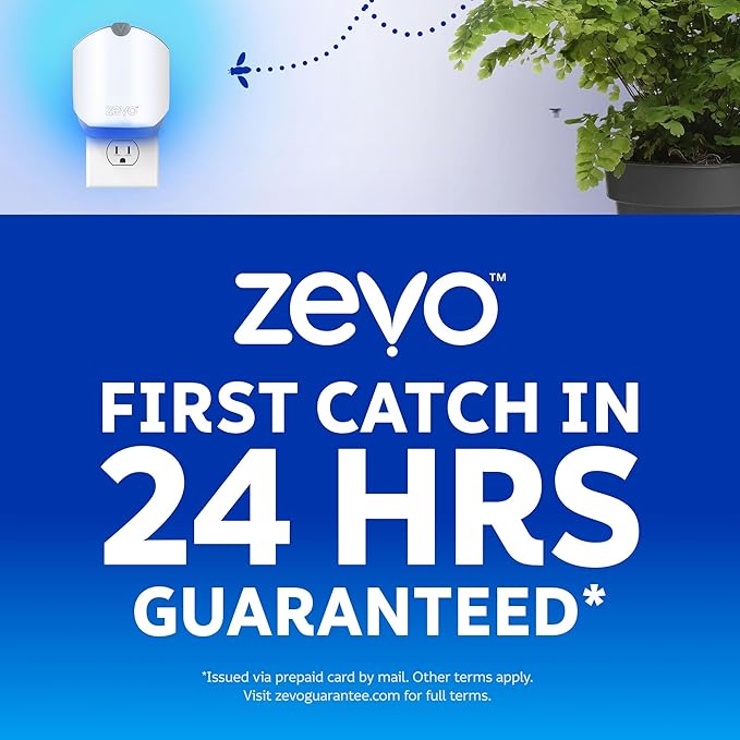 Zevo Compact Flying Insect Trap Official Refill Cartridges - Fits Zevo Compact Indoor Plug-in Trap Authentic Trap + Lock Technology to Catch Gnats House &amp Fruit Flies (8 Official Refill Cartridg