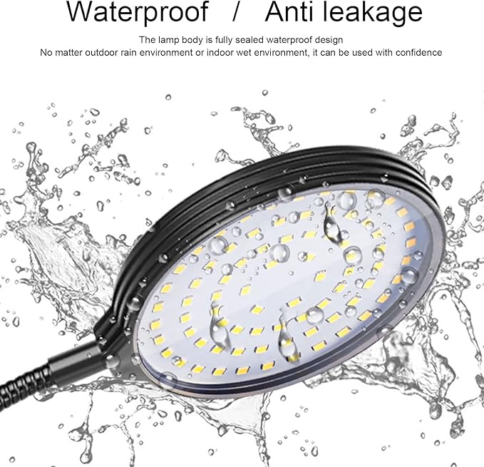 60W 4 Head LED Plant Light for Indoor Growing with USB Power - 360° Adjustable Clip - On Grow Lamp 5 Dimmable Modes Waterproof Design for Plants