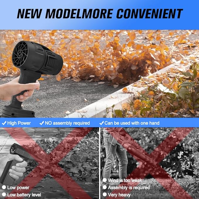 Cordless Leaf Blower Portable Dust CleanerUpgraded Handheld Cordless Leaf Blower Portable Dust CleanerMini Jet Dry Blower Fan for CleaningOutdoorCamping (2 Batteries)