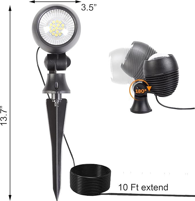 SUNLONG Solar Outdoor LightsSolar Spot Lights Outdoor Waterproof Solar Spotlight Landscaping for Yard Garden Flag Pathway Trees(Natural White)