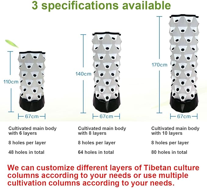 Vertical Hydroponic Tower GardenIndoor And Outdoor Hydroponic Growing Kit Diy Soilless Growing With 48/64/80 Growing Points For Growing Herbs Fruits And Vegetables6layers