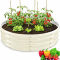 Premium Round Raised Garden Bed 4FT Large Thickened Galvanized Metal Planter Box 0.7mm Reinforced Rust-Resistant Easy DIY Assembly Above Ground Gardening Bed for Vegetables Flowers &amp Herbs