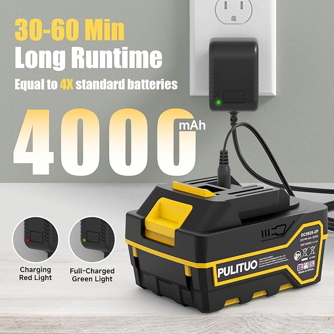 Leaf Blower Cordless with 2X 4.0Ah Batteries and Charger 150MPH Lightweight Cordless Blower 3 Speeds Small Electric Leaf Blowers for Lawn Care Patio Yard Leaves Grass Dust (Yellow)