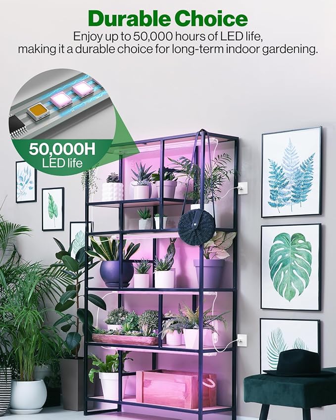 Sunco 3ft Grow Light LED 30W Full Spectrum for Seed Starting Seedling Indoor Plants Plug in Suspended Fixture Link Up to 5 Inline Switch UL/ETL 4 Pack.