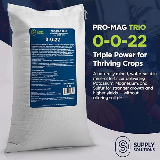 Supply Solutions | 0-0-22 Pro-Mag Trio - High Potassium Magnesium &amp Sulfur Fertilizer for Lawns Turf Palm &amp Fruit Trees - Water-Soluble Plant Food for Stronger Growth &amp Higher Yields (4