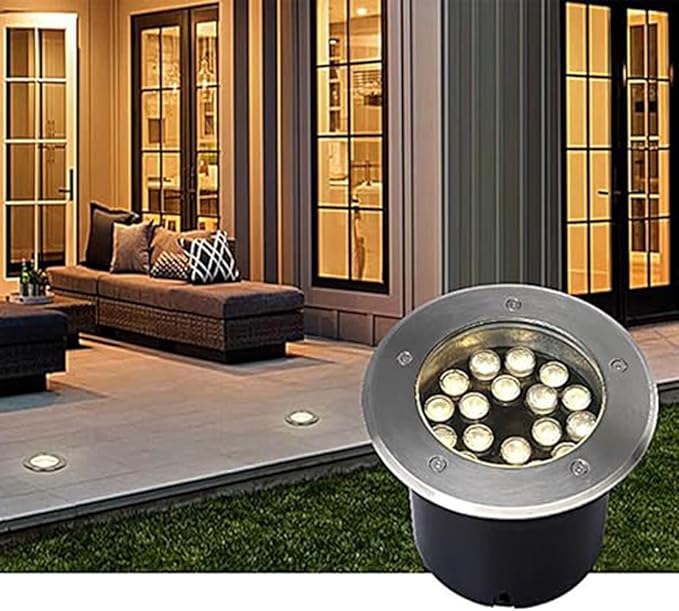 Outdoor Buried Lights - Ground LED Landscape Lamp IP67 Waterproof Recessed LED Spotlight AC85-265V Floor Lamp Round Stainless Steel Garden Lawn Light for Patio Path(Green Light48W)