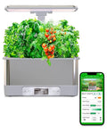Smart Hydroponics Growing System with App Control 8 Pods Indoor Herb Garden Kit with LED Grow Light &amp Stainless Steel Body Self-Watering Planter for Basil Lettuce &amp Home Gardening