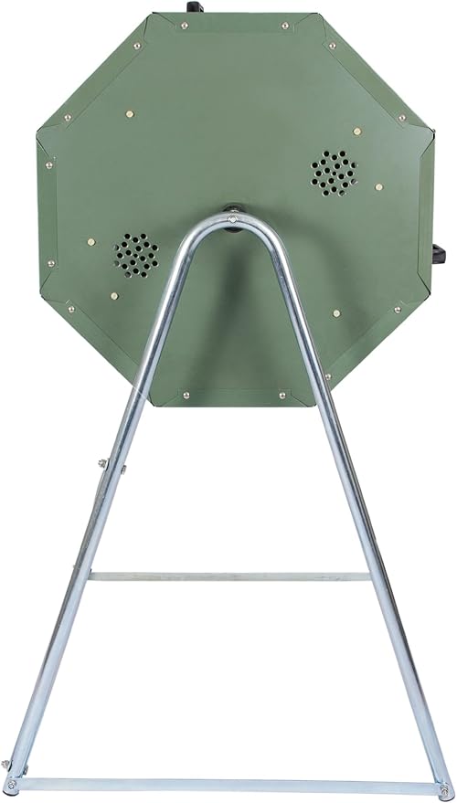 Jora Outdoor Compost Tumbler - Dual Chambers Dual Doors &amp Galvanized Steel Construction - 33 Gallon Capacity - Rotating Heat Generating Insulated Compost Bin