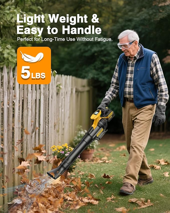 Leaf Blower Cordless 650CFM &amp 3 Speed LevelsElectric Cordless Leaf Blower with LCD DisplayBlowers for Lawn Care with 2 * 4.0Ah Battery PoweredBlowers for Lawn CareYard Blowing Leaves Dust